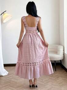 DAZY Summer Women Elegant Maxi Sundress Beach Vacation Dress,Back To School Clothes Floral Dresses For Women - Pink - View 5
