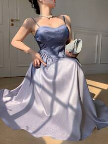 DAZY Ombre Color Sleeveless Pleated Midi Dress For Women