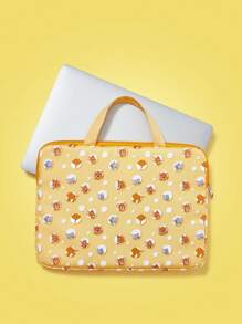 TOM & JERRY X SHEIN Cartoon Mouse Print Yellow Laptop Bag - Yellow - View 2