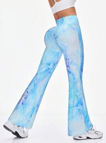 Easithlete Jambiere de damă Yoga Sports Dream Blue Marble Print