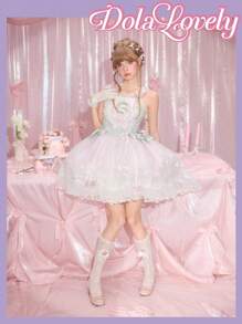 Dola Lovely Bow Decor Mary Jane High Heel Shoes, Elegant Ladylike Pumps - Baby Pink - View 2