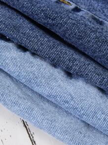 SHEIN Set de 2 pantalones cortos vaqueros desgastados en azul marino y azul claro para niñas jóvenes