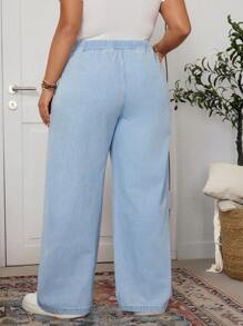 SHEIN Privé 大尺碼牛仔褲 - 淺色水洗藍 - 查看 2