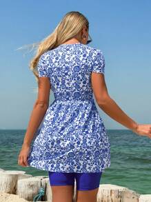 Swim Mulvari Traje de baño de primavera/verano para mujer 2025, con diseño de porcelana azul y blanca, conjunto de ropa de playa