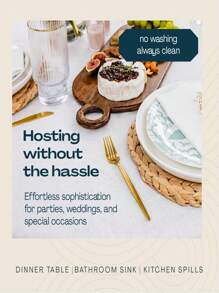 SHEIN Lintext 一次性亚麻质感客用毛巾 - 12 英寸 X 17 英寸布质手巾 - 美国制造，柔软吸水的纸巾，适用于浴室、厨房或活动 - 白色 - 查看 3