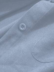 Livesso Solid Color Casual Versatile Long Sleeve Collared Pocket Blouse For Women, Spring/Summer Linen,Fall Clothes - Blue - View 10