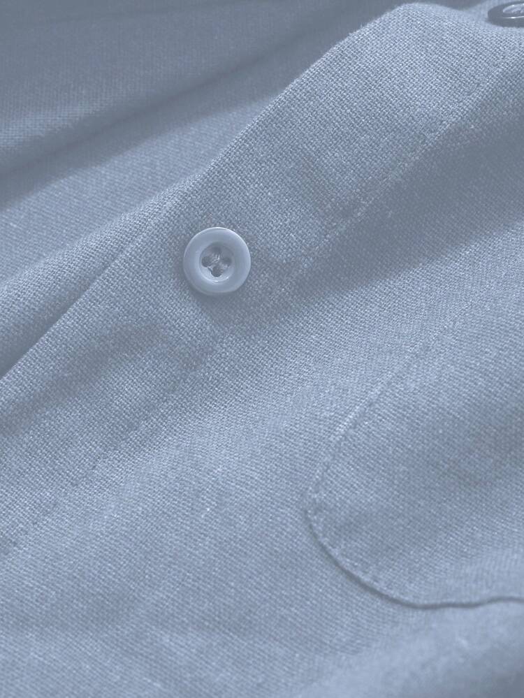 Solid Color Casual Versatile Long Sleeve Collared Pocket Blouse For Women, Spring/Summer Linen,Fall Clothes
