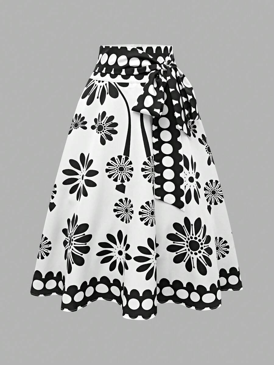 Breezaya 夏季女式波西米亚风格花朵度假 A 字裙 - 彩色 - 查看 1