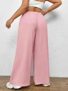 CovetEZ Plus Size Solid Color Casual Pants, Fashionable For Summer - Baby Pink - View 2