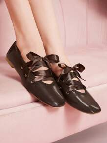 CUCCOO DOLLMOD Women Cute Flat Student Dancing Shoes - Coffee Brown - View 3