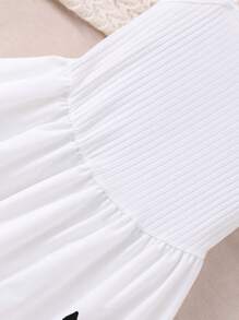 SHEIN 青少年女孩优雅吊带背心腰部系带蝴蝶结装饰 A 字连衣裙