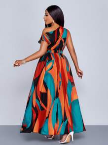 SOLERSUN Thời trang xuân hè cỡ lớn thanh lịch đi làm thường ngày vai xéo tay ngắn váy lớn eo nghệ thuật đường phố bên bờ biển kỳ nghỉ hẹn hò du lịch người mẫu nữ - trái cam - Xem 3