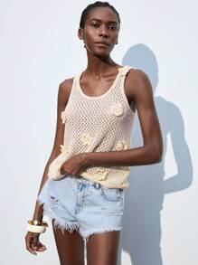 Maija Women's Blue Denim Frayed Hem Distressed Shorts Summer Outfits, Going Out - Light Wash - View 5