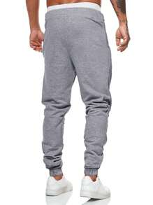 Manfinity LEGND Men's Grey Cropped Sweatpants With Unique Graphic Print And Pockets - Grey - View 2