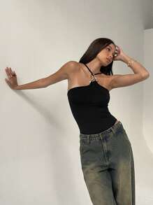 Aloruh 女士时尚性感金属装饰吊带紧身衣