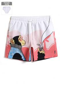 Surfspeed Men's Casual Cartoon Printed Beach Shorts