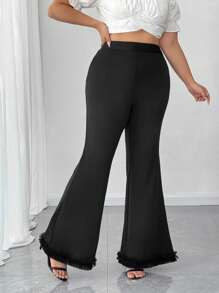 Elenzga 大码时尚优雅休闲、商务、旅行 3D 花卉下摆直腿阔腿裤，适合夏季、返校、毕业典礼、假期、情人节、音乐节、母亲节、万圣节、感恩节、复活节、国庆节、舞会、约会、派对、郊游 - 黑色 - 查看 6