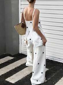 INAWLY 2 件套女士极简主义波尔卡圆点套装，春夏