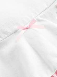 SHEIN MOD Women's Denim Mini Skirt, Casual Contrast Lace White Summer Graduation Skirts,Cowgirl,Birthday Skirts For Women,Going Out Skirts,Sun Skirts,Going Out Skirts Women,Country Concert,Raves Festival,Festival,Brunch,Women Summer,Old Money Style Women,Cruise,Airport,Tea Party Skirts,Old Money Style - White - View 3