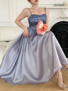 DAZY Ombre Color Sleeveless Pleated Midi Dress For Women