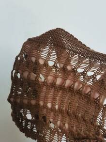 Swim Vcay Vacation Beach Solid Color Hollow Out Lace-Up Backless Mini Cover Up For Summer