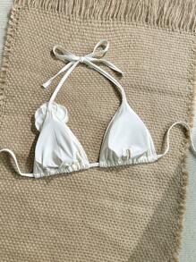 Soleia Beach Vacation Outfits Swimwear Women Swimsuit Summer Beach Outfits For Woman Vacation Outfits Woman  Rave Biquíni White Swimsuit Plus Size Women's Vacation Beach 3D Flower Decor Halter Bikini Top Burkini Swimsuit Going Out Tops Women - White - View 2