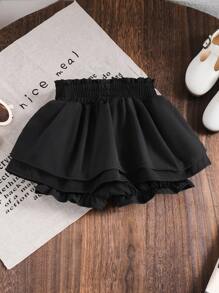Young Girl' Cute Multilayer Ruffle Shorts, Spring/Summer Summer Holiday