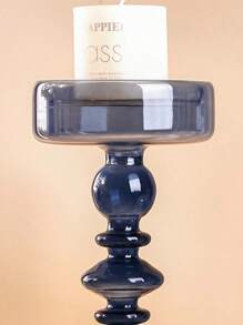SHEIN 1pc European Style Simple Crystal Glass Candle Holder, Striped Long Pole Round Ball Shape Home Decorative Candlestick, Suitable For Dining Table And Decoration For Home, Hotel, Wedding, Etc.,Room Decor,Gifts