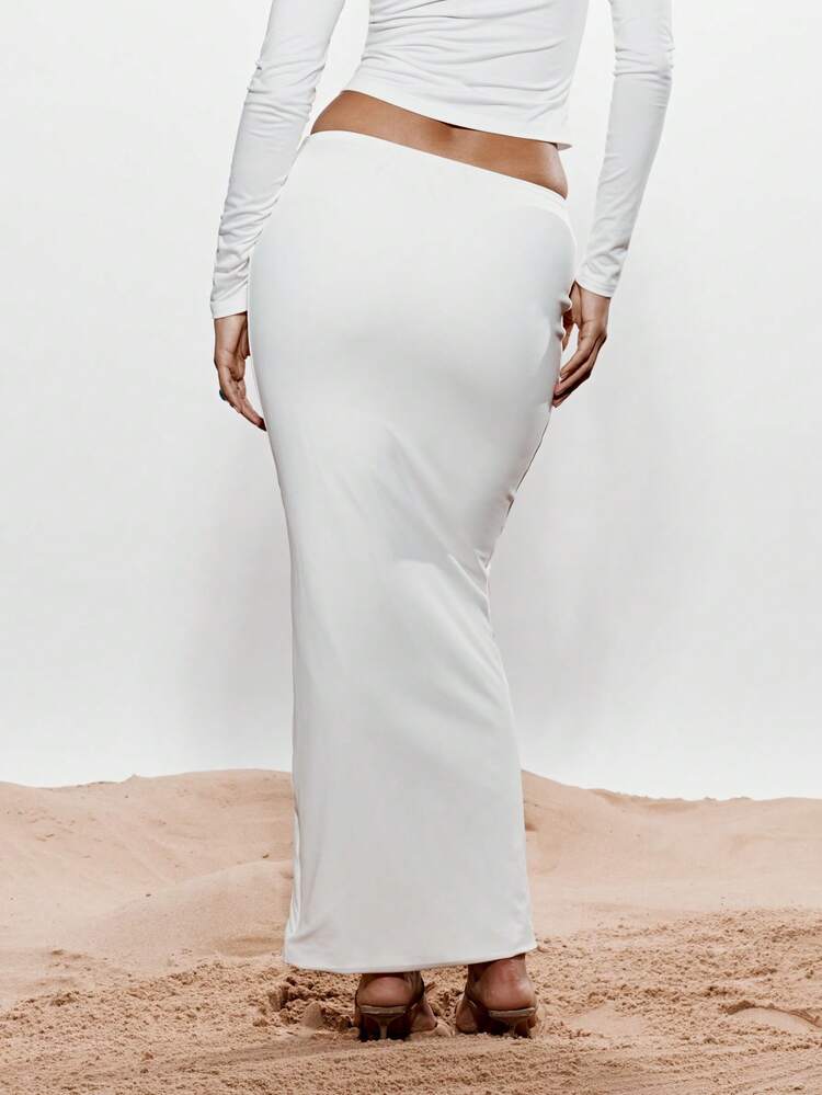 KIZN ドロー弦ウェスト ジャージー マキシ スカート フロア丈 カジュアル ビーチ カバーアップ リゾートウェア バケーション エッセンシャル サマーラウンジウェア コンフォートストレッチ