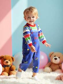 SHEIN Persoplay Kids Ensemble de costume de bébé garçon avec thème d'Halloween, rayures colorées, pour la fête d'Halloween