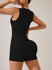 Dewbera Seamless & Stretchy Women Zipper Front Sleeveless Romper