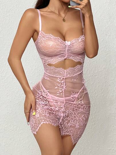 Women Kanten Wireless Lingerie Set: Nightdress String Going Out view 5