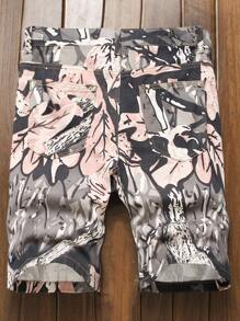 Manfinity Roghcode Men's Casual Versatile Denim Shorts With Pockets, All-Over Print - Multicolor - View 2