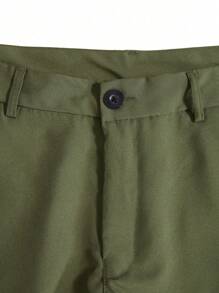 Manfinity Mode Men's Casual Solid Color Tapered Suit Pants Men Clothing Men Pants - Army Green - View 4