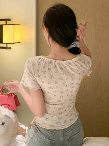 DAZY Summer New Arrival Bow Decor Fitted Ladies T-Shirt, Dating Outfit Cute Tops