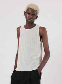 SUMWON Canotta in maglia a coste senza maniche, capo essenziale leggero per primavera/estate, in stile casual e minimalista - Beige - Visualizzare 1
