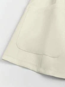Franclia Asymmetric Pocket Single Button Lapel Short Sleeve Blazer - Beige - View 5