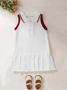 SHEIN Vestito smanicato di moda per bambina, primavera/estate - Albicocca - Visualizzare 2