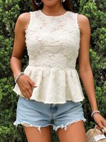 SHEIN VCAY Women's Summer Casual Solid Color Cutout Ruffle Hem Backless Tank Top,Music Festival,Streetwear,Tropical,Wedding Guest Top Women,Birthday Top For Women,Graduation Top,Concert Women,Beach