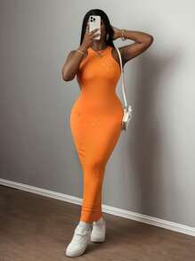 Slaydiva New Arrival Summer Simple Casual Basic Scorch Print Women Dress