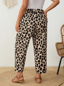 SHEIN Frenchy Quần dài đến mắt cá chân họa tiết da báo thường ngày cỡ lớn - Nhiều màu - Xem 2