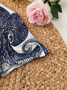 Resyla Octopus Print Vintage Casual Regular Fit Short Sleeve Digital Printed T-Shirt - Multicolor - View 4