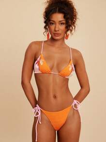 Travachic Set di bikini sexy da donna con stampa di palme, outfit estivi per vacanze, casual, boho, costume da bagno vita alta, outfit estivi per donna, outfit per rave e festival, outfit per spiaggia, abito stile contadina