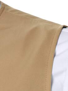 Calvornis Men's Suit Vest, Shirt, And Trousers Outfit, Minimalist Fashion Suitable For Summer, Men Formal Outfit, Wedding Clothes For Men, Men's Dressy Vest Set, Old Money Style - Khaki - View 6