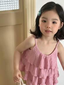 DAZY 2pcs/Set Young Girls Knit Vest And Long Pants Set, Summer - Pink - View 5