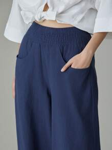 EMERY ROSE 2 Stücke Frauen Einfarbig V-ausschnitt 3/4 Ärmel Einreiher Hemd Und Hose Set 100 Baumwolle Sets Für Frauen Sommer Passenden Sets Frauen