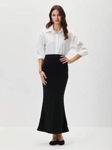 Miaspire 女士优雅合身半身裙 - 时尚而优雅 - 黑色 - 查看 6