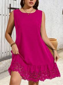 SHEIN LUNE Abito a stampa da donna con scollo rotondo e senza maniche, taglie comode