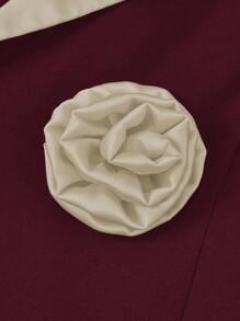 SHEIN Clasi Plus Size Women Rose Decor Two Pieces Set, Three-Quarter Sleeve Blazer And Contrasting Color Pants, Elegant Office Wear - Multicolor - View 4