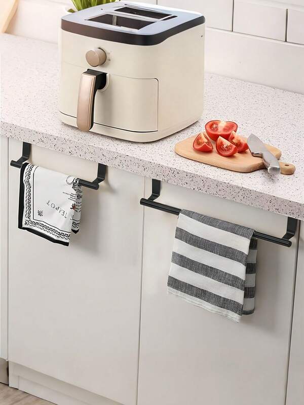 Stainless Steel Bathroom Towel Rack - Punch-Free Hanging Rod For Cabinet Doors And Bathroom Doors - Space-Saving Design For Easy Access To Towels,Punch-Free Towel Hanging Rod, Bathroom Accessories